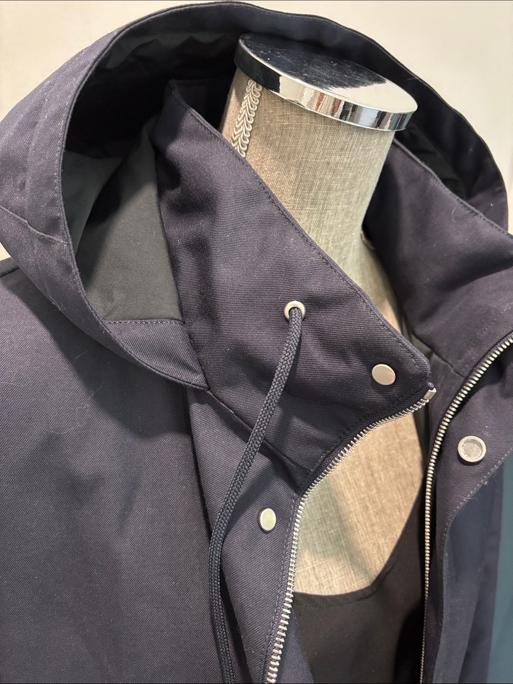 Sandro Navy Technical Hooded Wool Blend Parka NWT Quilted Lining XL - Picture 13 of 16
